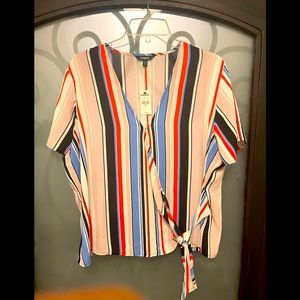 Express woven wrap stripe top size XL